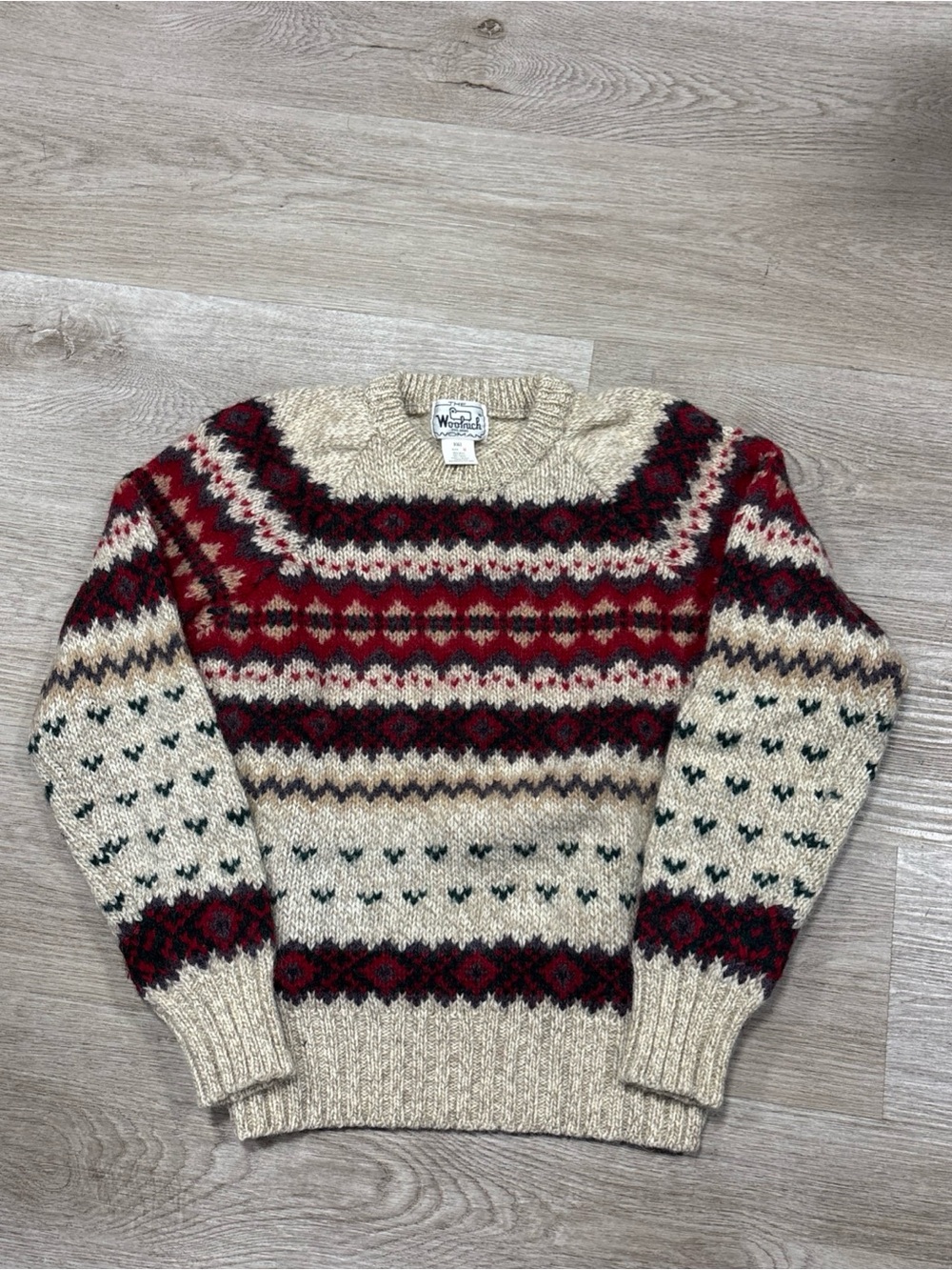 Vintage Woolrich Woman Sweater M (Fit S) Fair Isle Chunky Knit Wool Cottagecore - Picture 2 of 7
